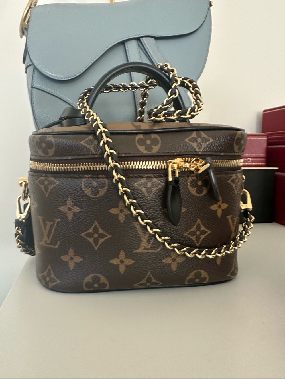 Louis Vuitton Brown Monogram Vanity Crossbody with Gold Chain